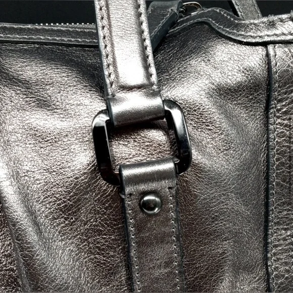 🆑 Burberry Prorsum Metallic Silver Satchel And/e Shoulder Bag Like New EUC